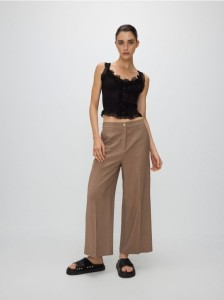 Spodnie z wiskozą - brązowy