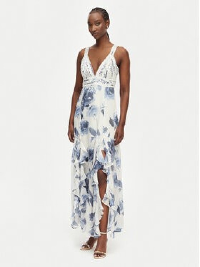 Guess Sukienka wieczorowa W3YK54 WCWF2 Kremowy Regular Fit