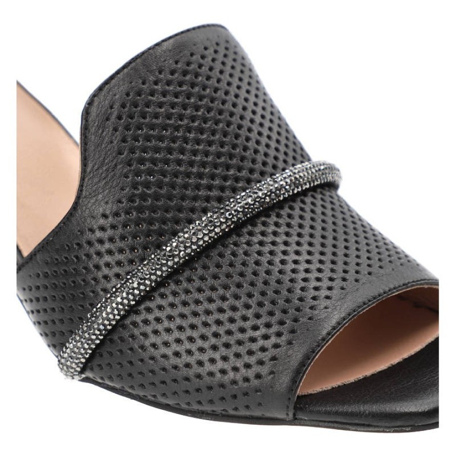 Czarne Klapki Venezia Eleganckie Skórzane Buty