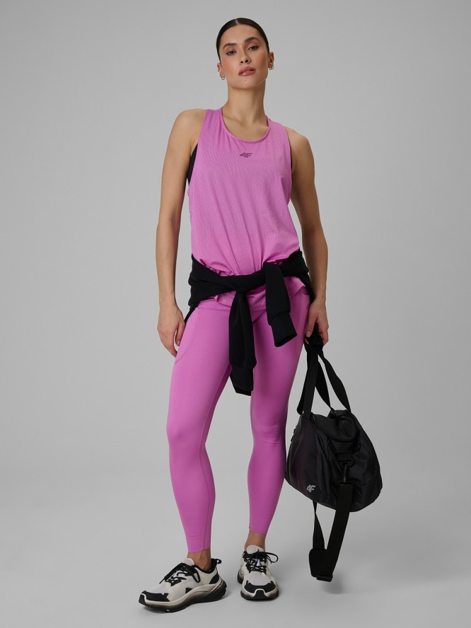 4F Top loose treningowy szybkoschnący damski - różowy XS