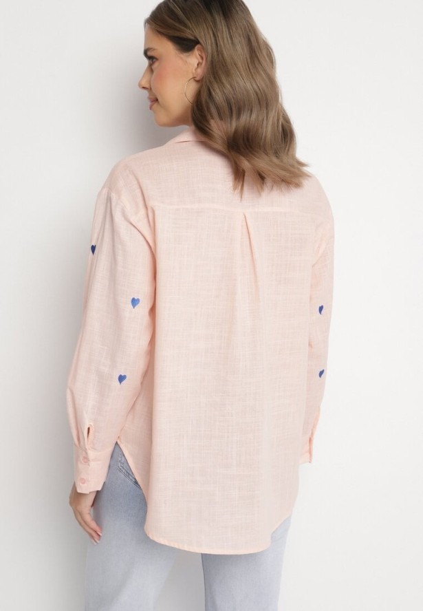 Różowa Koszula z Bawełny Ozdobiona Sercami Aslotis