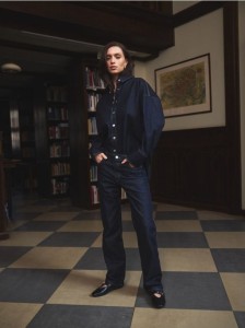 Jeansy straight leg - granatowy