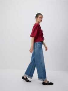 Jeansy wide leg - niebieski