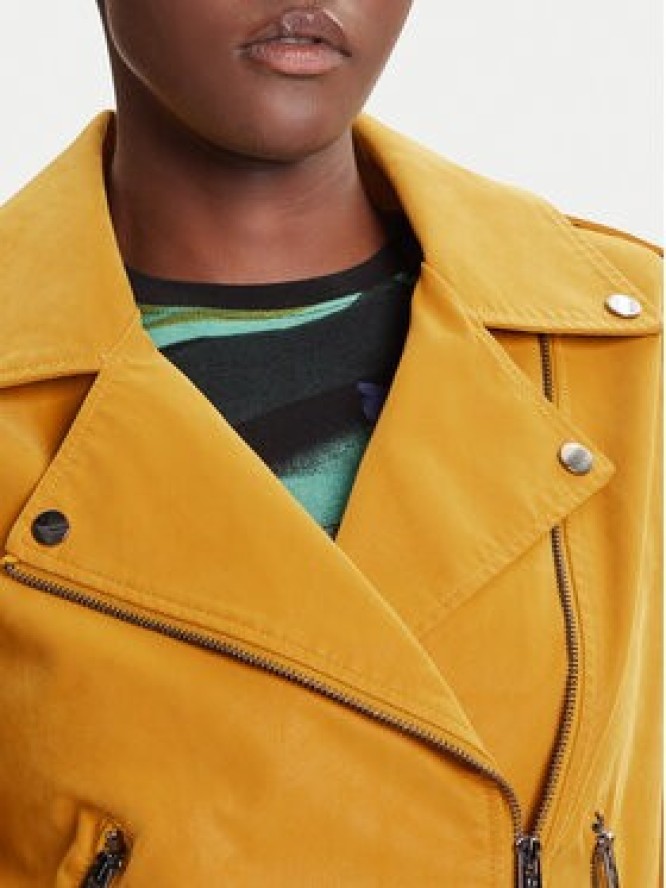 Desigual Kurtka z imitacji skóry Must 25WWEW69 Żółty Regular Fit