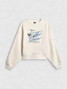 4F Bluza dresowa loose bez kaptura damska - beżowa S