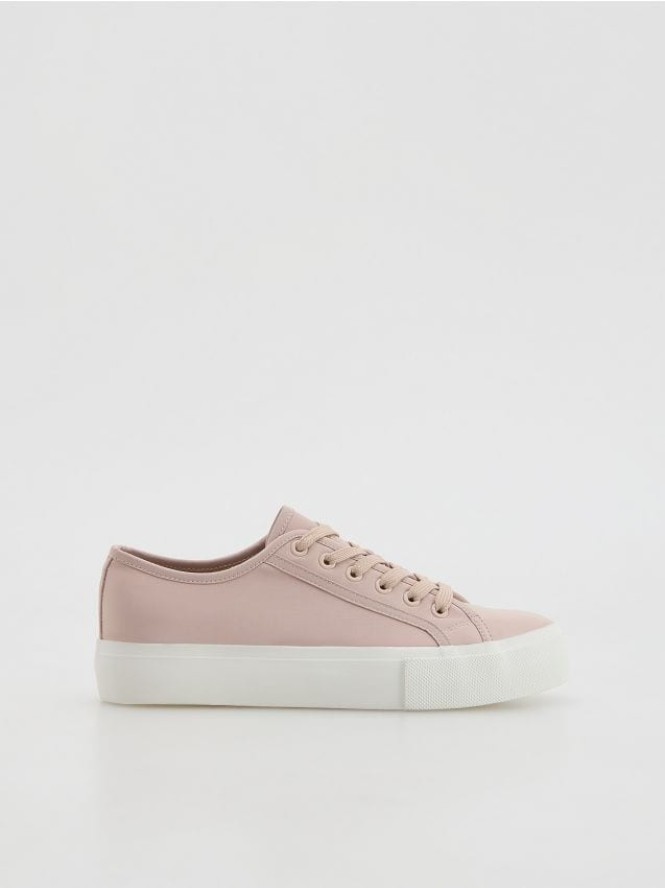 Gładkie sneakersy - ciemnobrązowy