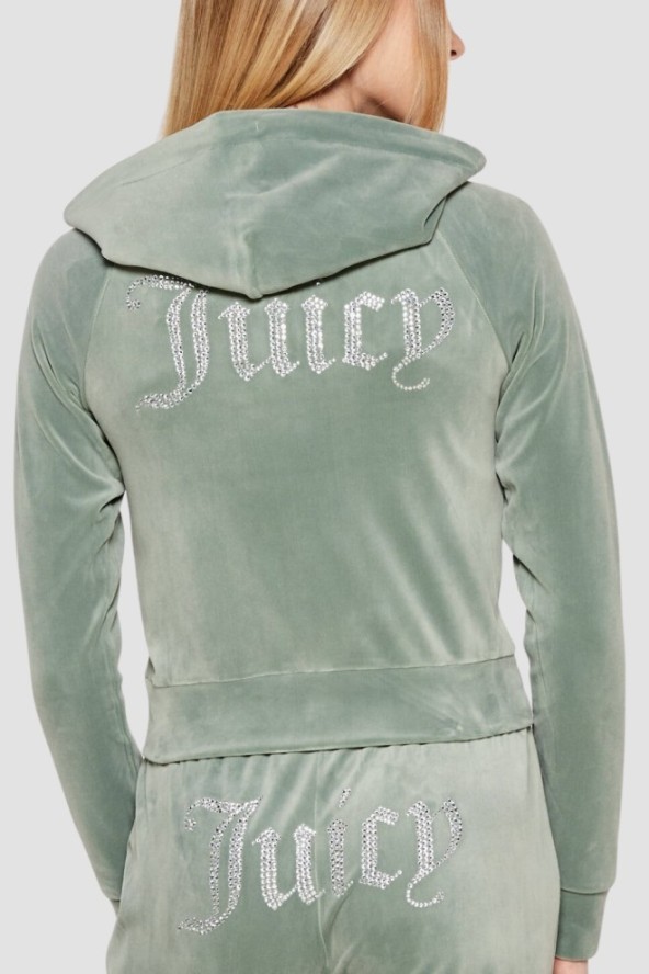 JUICY COUTURE Zielona damska bluza damska Madison Hoodie, Rozmiar M