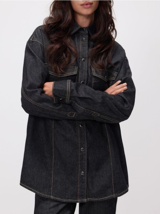 Jeansowa koszula oversize - szary