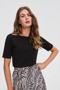 Dopasowana bluzka z krótkimi rękawami czarna