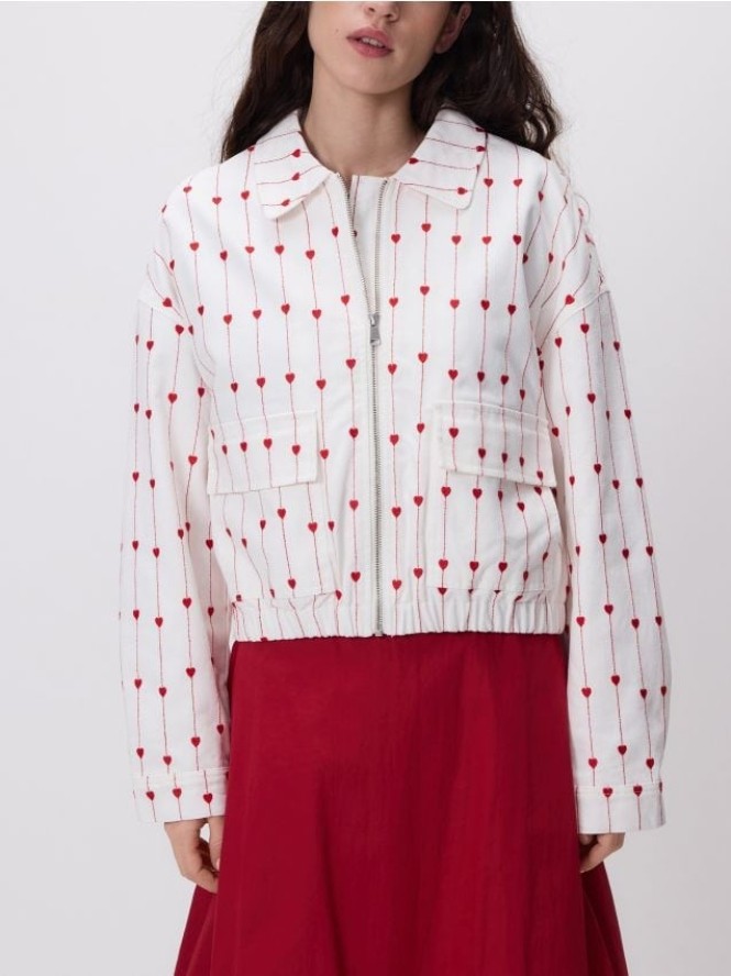 Kurtka w serca - biały