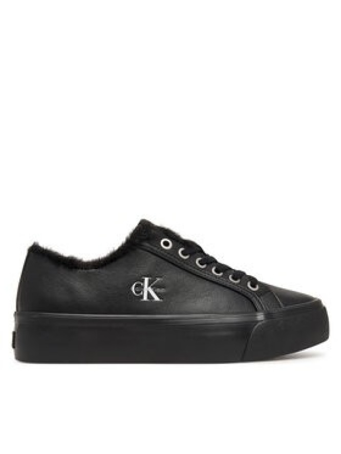 Calvin Klein Sneakersy Vulc Flatf Laceup Lth Fur HW0HW03235 Czarny