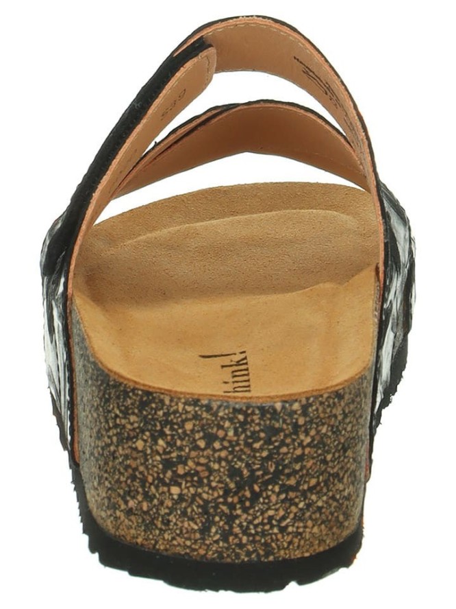 Think! Skórzane klapki "Papu" w kolorze czarnym rozmiar: 39