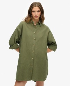 superdry Ibiza Longline Beach Shirt damska Beetle Green 100% cotton