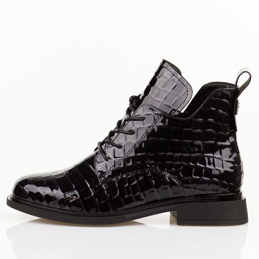 Czarne lakierowane skórzane botki damskie Filippo Dbt7239/25