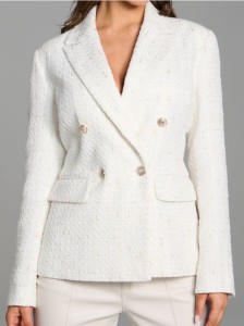 Żakiet z ozdobnymi guzikami - kremowy