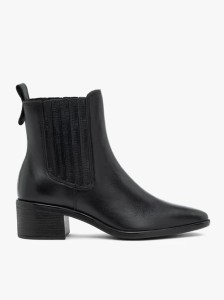 Czarne sztyblety na słupku ze skóry licowej