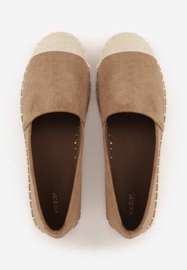 Brązowe Espadryle VICES w Klasycznym Stylu na Platformie z Plecionką Cherimare