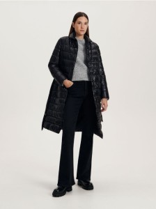 Pikowany płaszcz - czarny