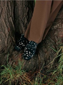 Skórzane loafersy z włosem - wielobarwny