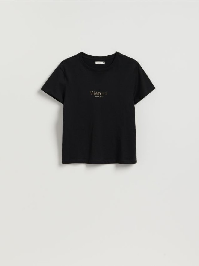 Bawełniany t-shirt z nadrukiem - czarny