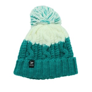 Czapka z pomponem – rozmiar uniwersalny – podszewka – unisex (zielono-biała)