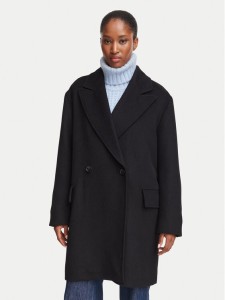 BOSS Płaszcz wełniany C_Calesarina 50568506 Czarny Regular Fit