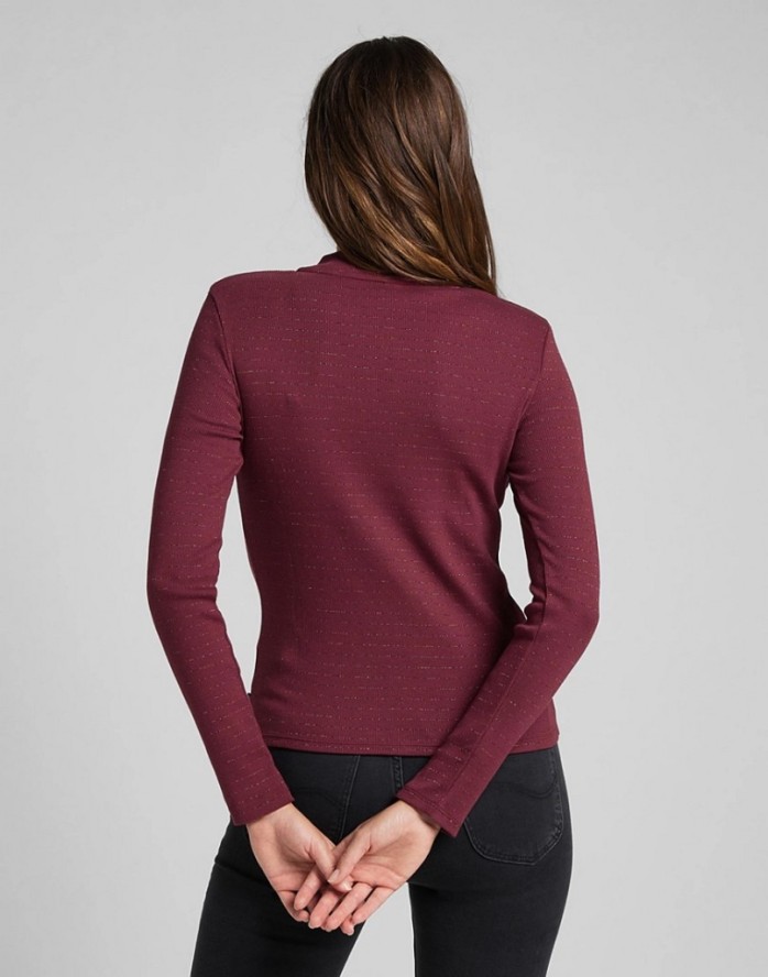DAMSKA KOSZULKA LEE HIGH NECK LS RIB TEE RED OCHRE L44DPHOE 112109823