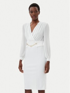 Rinascimento Sukienka koktajlowa CFC0123289003 Biały Regular Fit