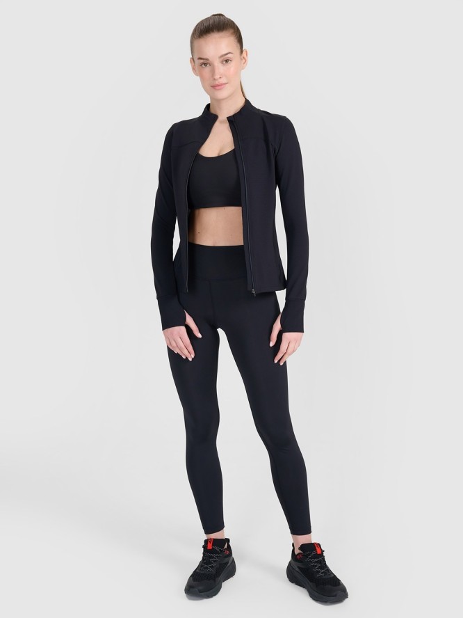 4F Bluza treningowa slim szybkoschnąca damska - czarna XS