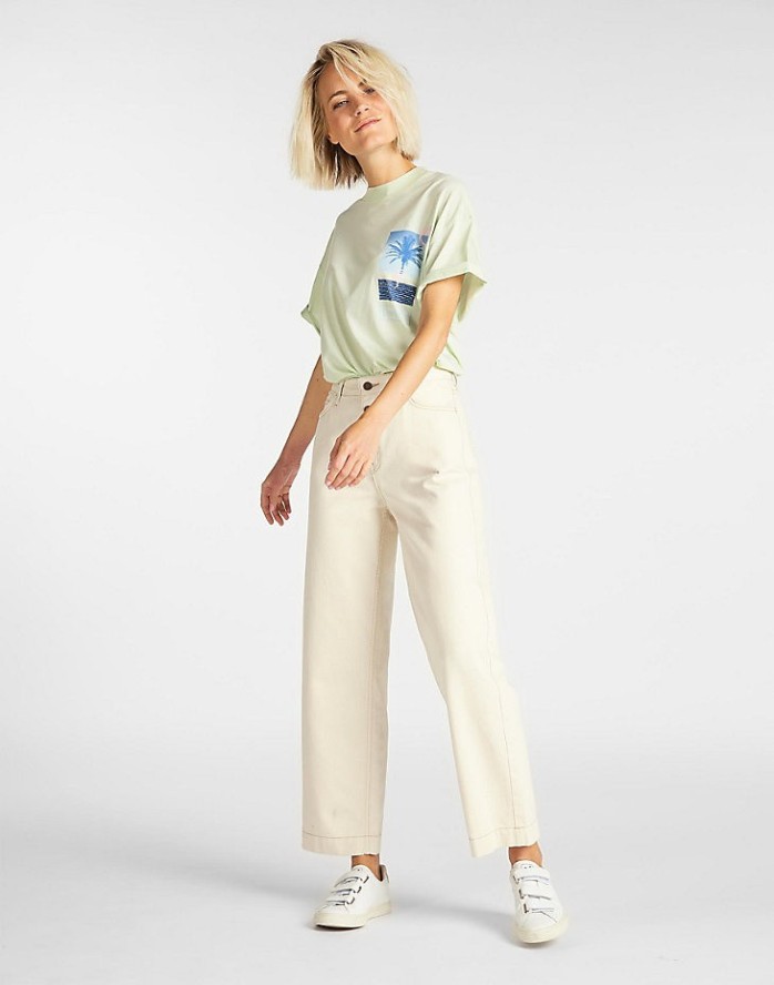 DAMSKIE SPODNIE JEANSOWE LEE BUTTON WIDE LEG L30GMN35 112106447