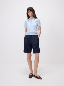 Sweter polo z wiskozą - jasnoniebieski