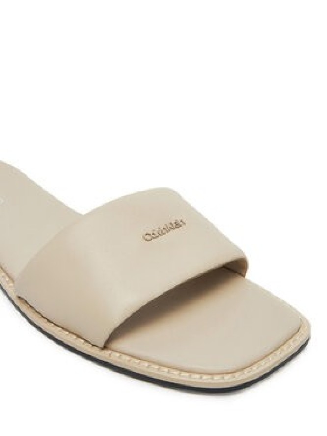 Calvin Klein Klapki Flat Sandal Square Hf Lth HW0HW02652 Beżowy