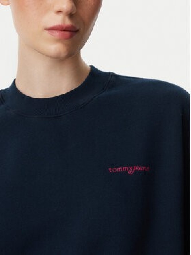 Tommy Jeans Bluza Script DW0DW23583 Granatowy Regular Fit