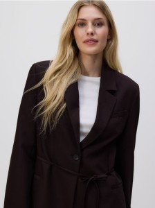 Marynarka z wiązaniem - ciemnobrązowy