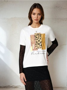 Koszulka z nadrukiem - kremowy