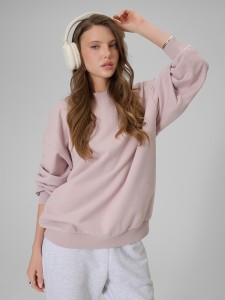 4F Bluza dresowa loose bez kaptura damska - różowa XL