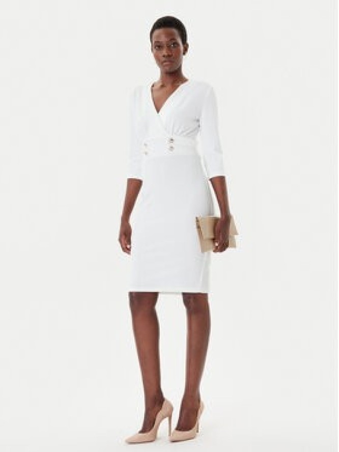 Rinascimento Sukienka koktajlowa CFC0126151003 Biały Slim Fit