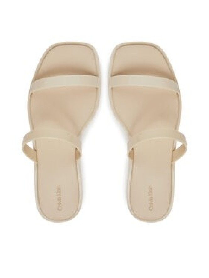 Calvin Klein Klapki Double Bar Slide - Jelly HW0HW02417 Écru