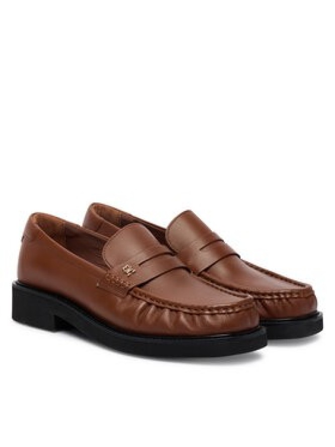 Tommy Hilfiger Loafersy Th Square Toe Leather Loafer FW0FW08977 Brązowy