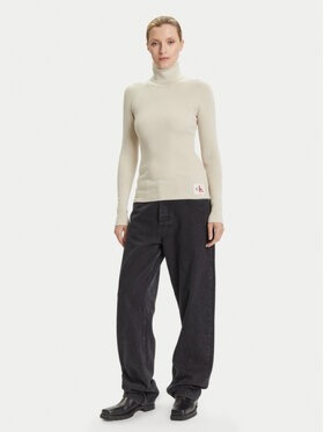 Calvin Klein Jeans Golf LV047D350G Beżowy Regular Fit