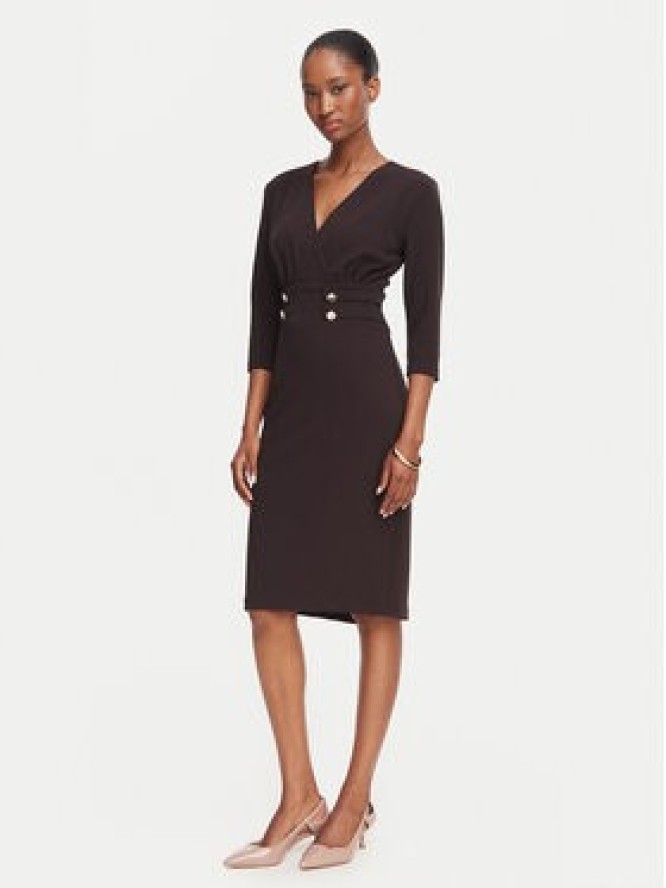 Rinascimento Sukienka koktajlowa CFC0131070003 Brązowy ciemny Slim Fit