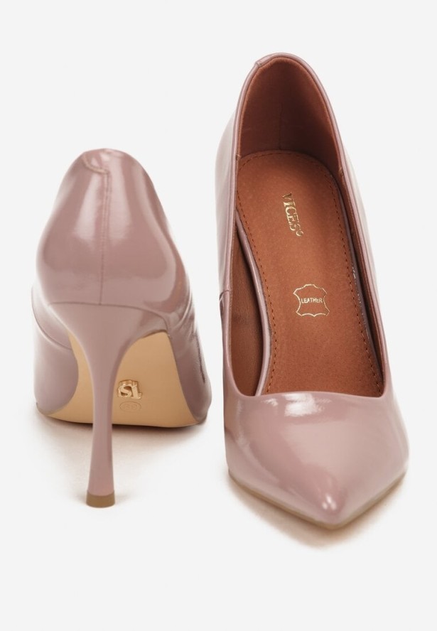 Ciemnoróżowe Szpilki Vices z Lakierowanym Połyskiem i Skórzaną Wkładką Irdlie