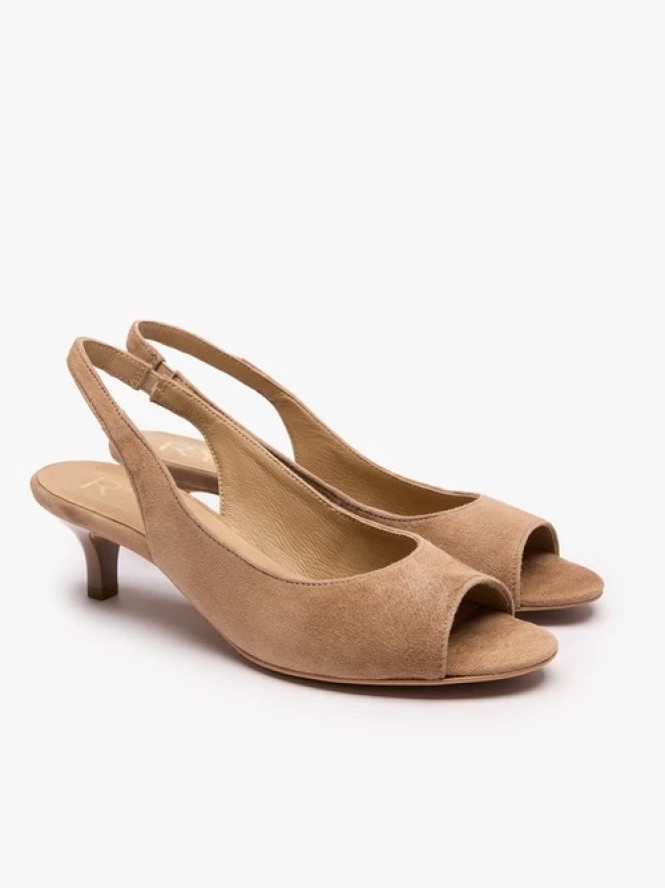Jasnobrązowe czółenka slingback