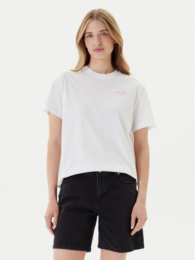 Mustang T-Shirt Floris 1016158 Biały Relaxed Fit