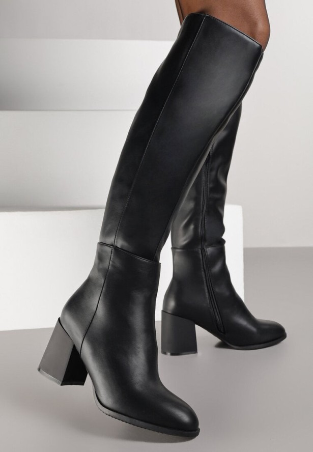 Czarne Kozaki Vices na Słupku z Przeszyciami Codvira