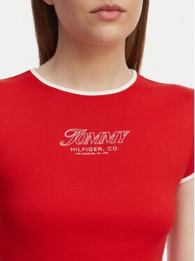 Tommy Hilfiger T-Shirt WW0WW49245 Czerwony Slim Fit