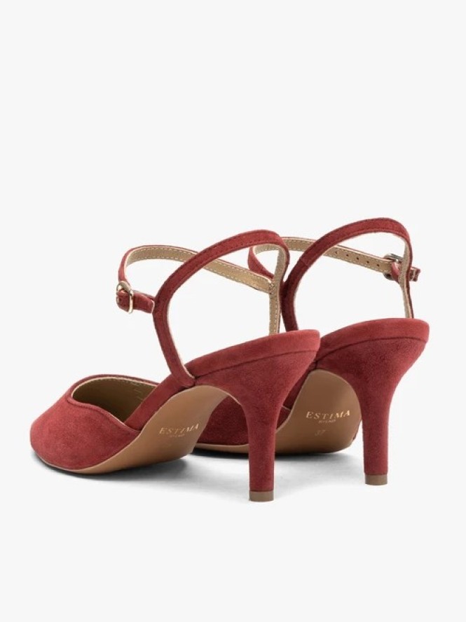 Bordowe czółenka slingback bez pięty