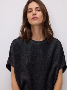 T-shirt z metalizowaną nicią - czarny