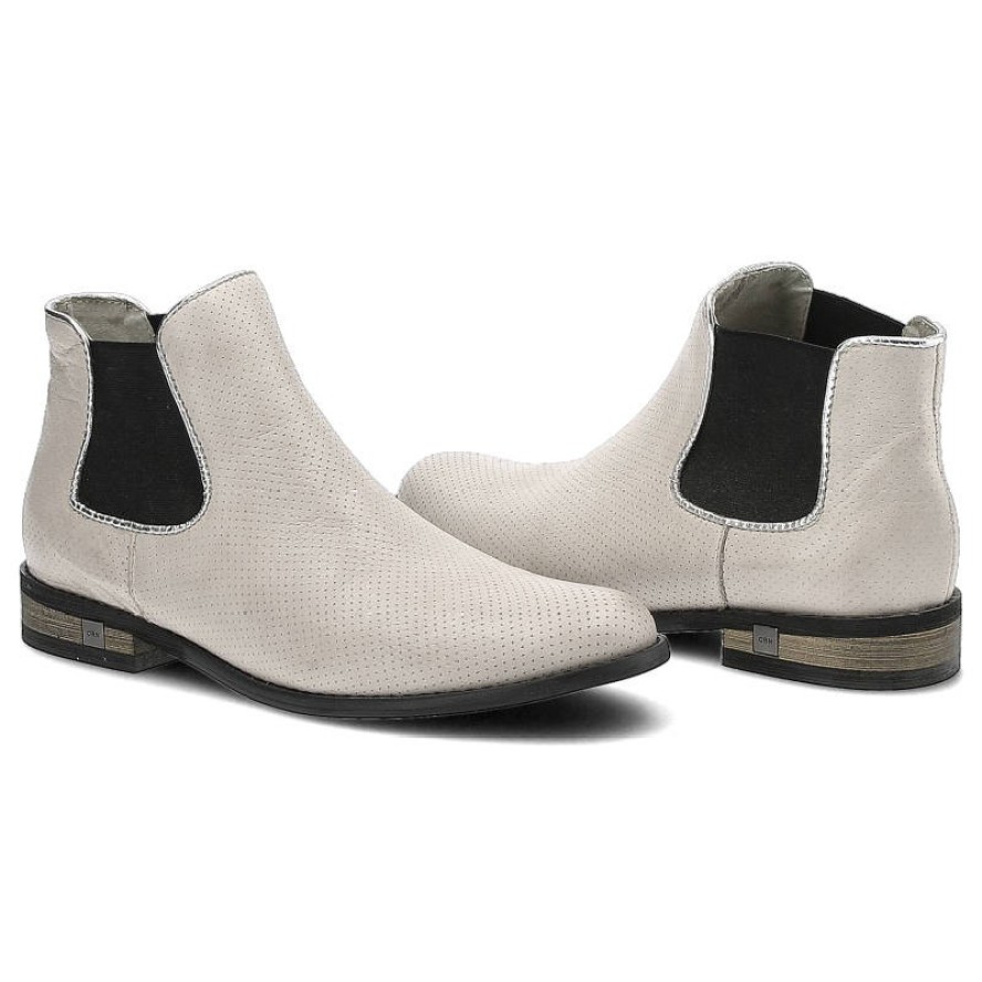 Beżowe Botki Carinii Damskie Buty Płaskie