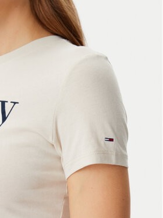 Tommy Jeans T-Shirt Essential DW0DW19447 Beżowy Slim Fit